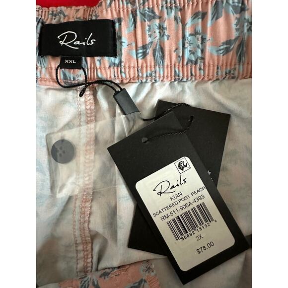 Rails Kian Scattered Posy Peach Floral Mens Swim Shorts Size 2X NWT - Picture 10 of 16
